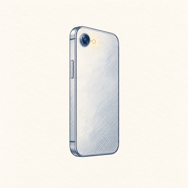 Smartphone con flash per documentare il vecchio generatore